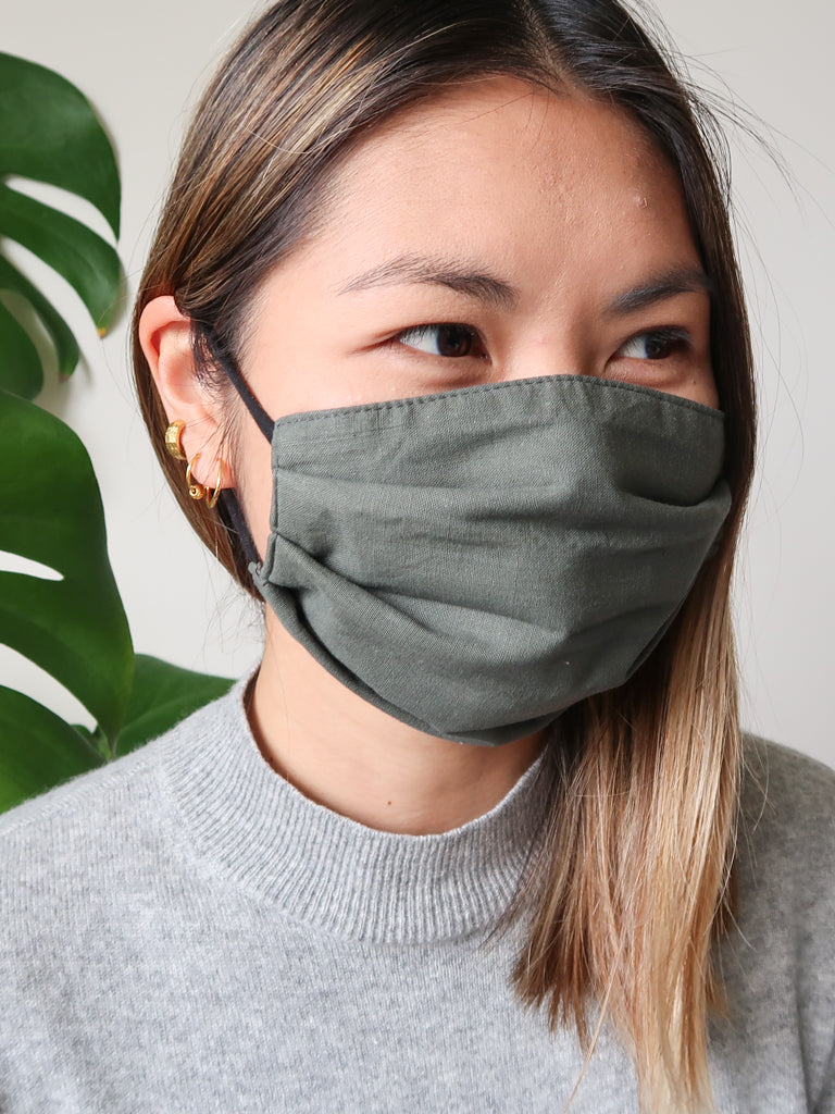 COTTON/LINEN Reusable Face Mask - 3 Layers with Filter