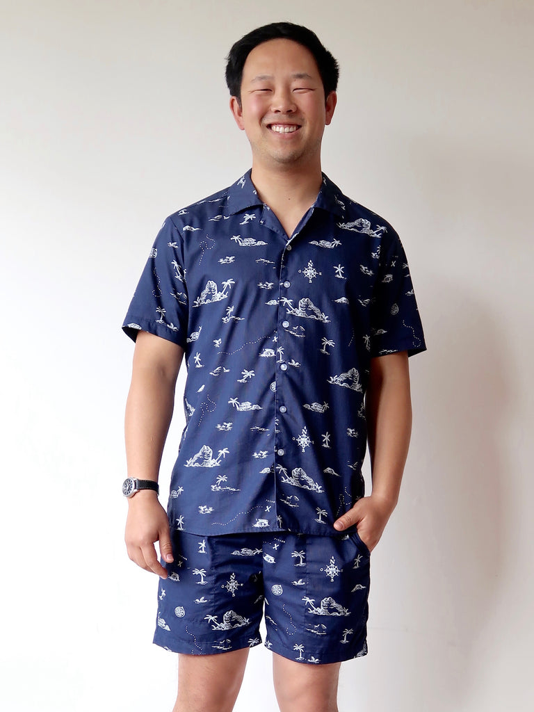 Men's Resort Shirt (Navy Print)