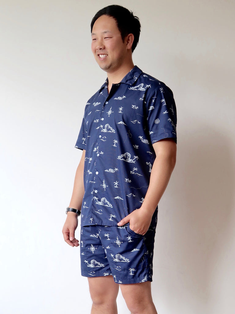 Men's Resort Shirt (Navy Print)