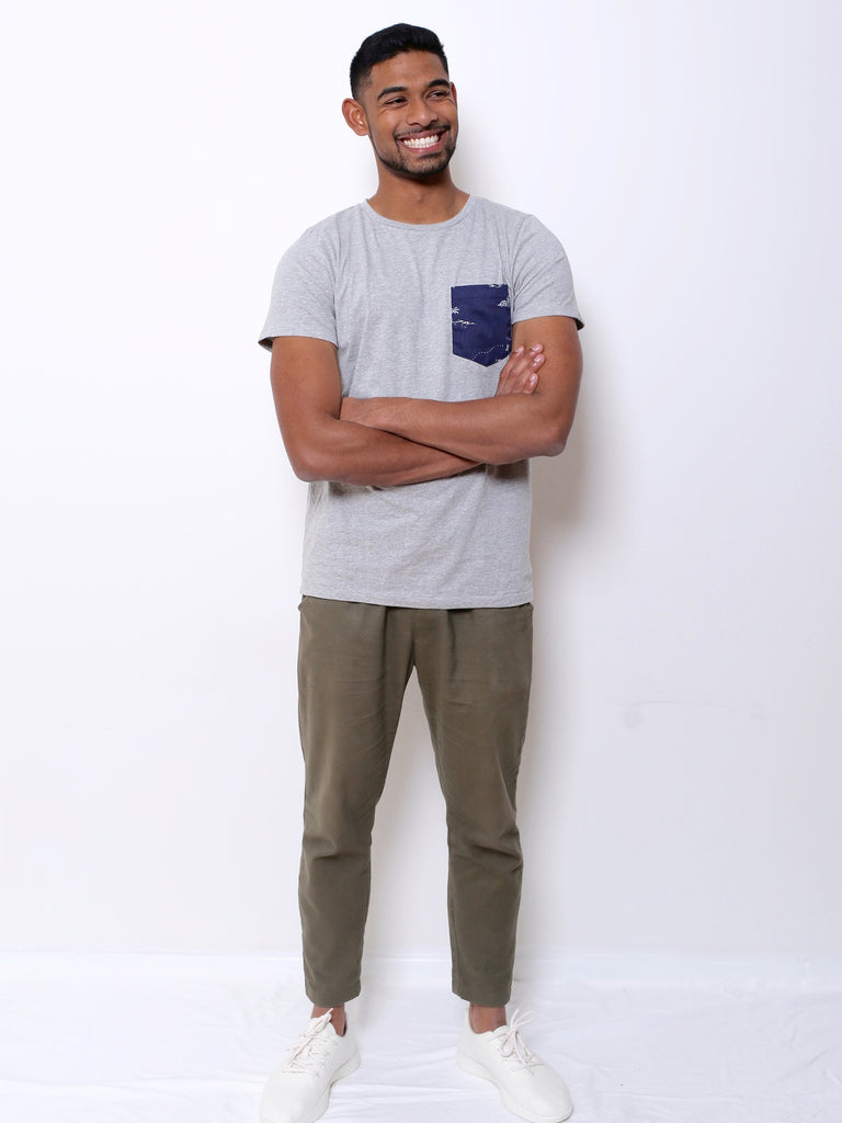 Men's Cotton T-shirt with Pocket (Grey)